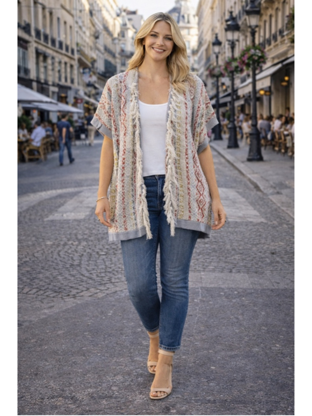 Women's Cabi Cardigan XS/S White Red Summer